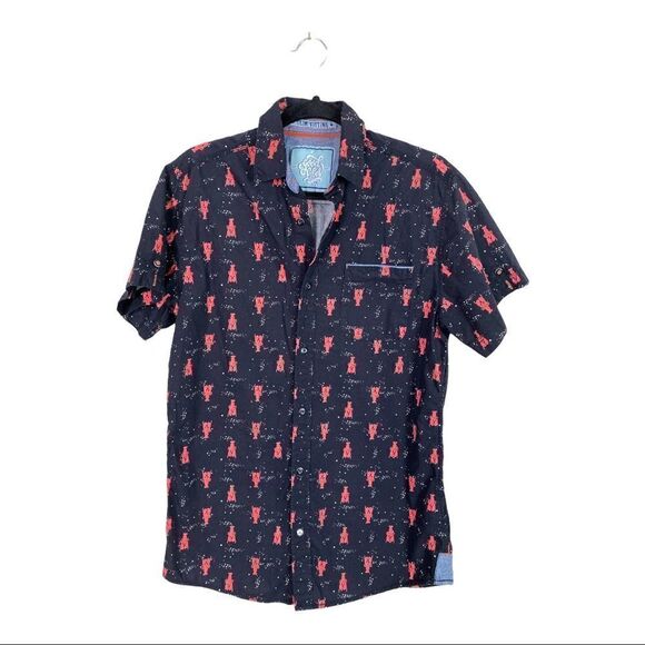 #157 GOOD VIBES slim fit lobster print button down - Picture 3 of 10